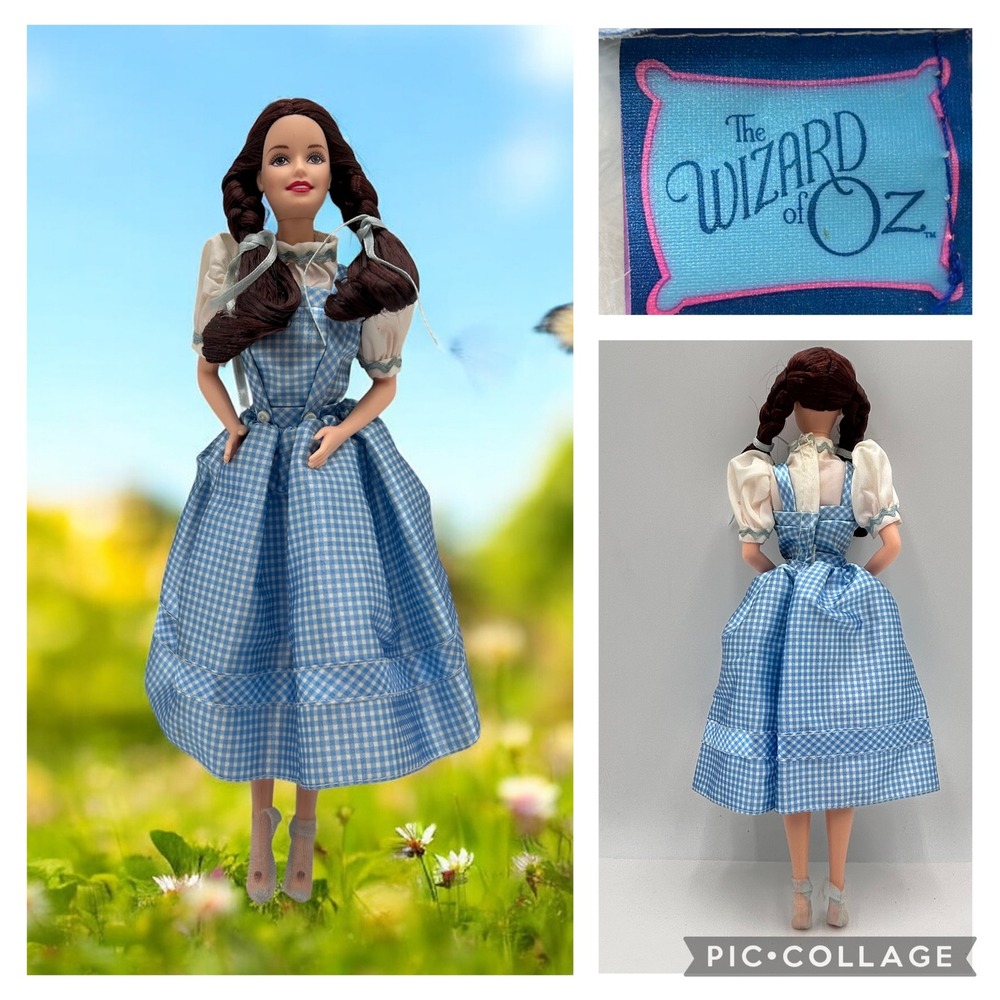 Vintage Wizard of Oz Dorothy Barbie Doll 1999 Mattel Blue Gingham Dress Braids